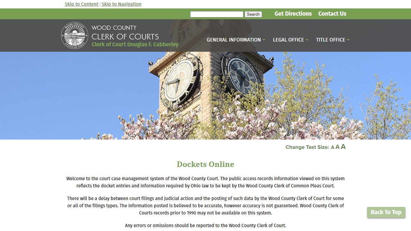 [Wood County Clerk of Courts] Dockets Online